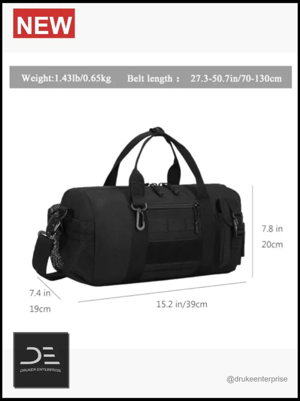 Small Tactical Duffle Bag with Molle System - Nylon Water Resistant Sports